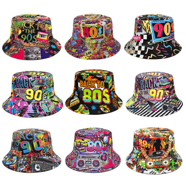 Wholesale Double Sided Retro Cassette Tape Bucket Hat Sun Protection Unisex