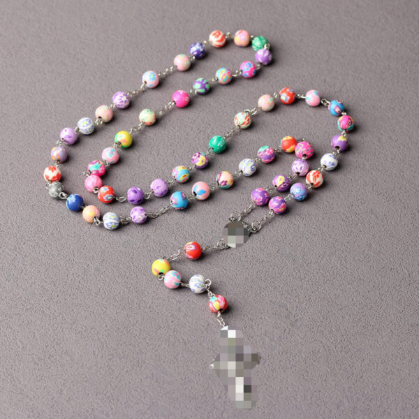 oly-a225e0d90f3109e5cee64796a9c2bdfd Wholesale Fashion Polymer Clay Cross Necklace 6mm Beads Jewelry Accessory