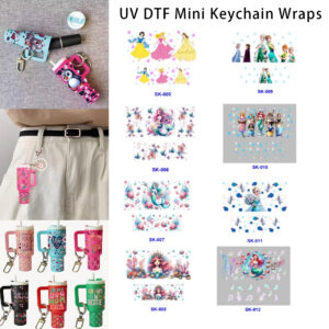 Wholesale 8pcs Watercolor Fairytale Maiden Heart Snow Coral Musical Decor Mini Cup Keychain Sticker OLY Exclusive