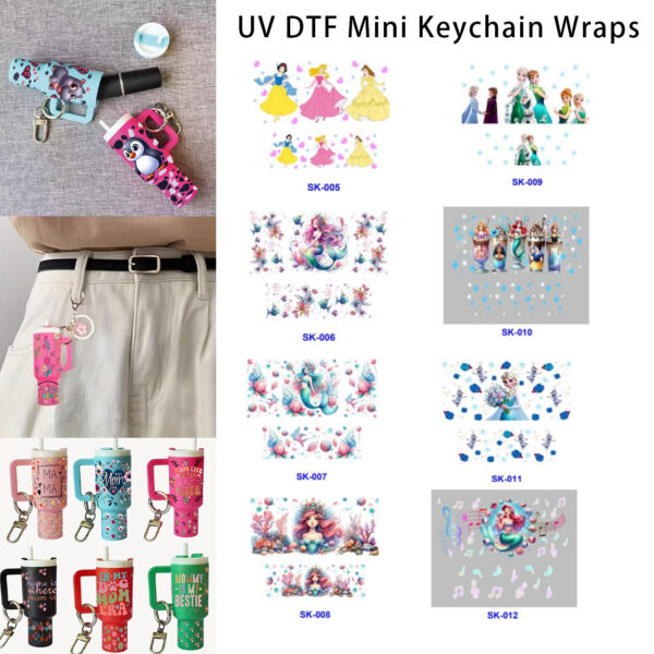 Wholesale 8pcs Watercolor Fairytale Maiden Heart Snow Coral Musical Decor Mini Cup Keychain Sticker OLY Exclusive
