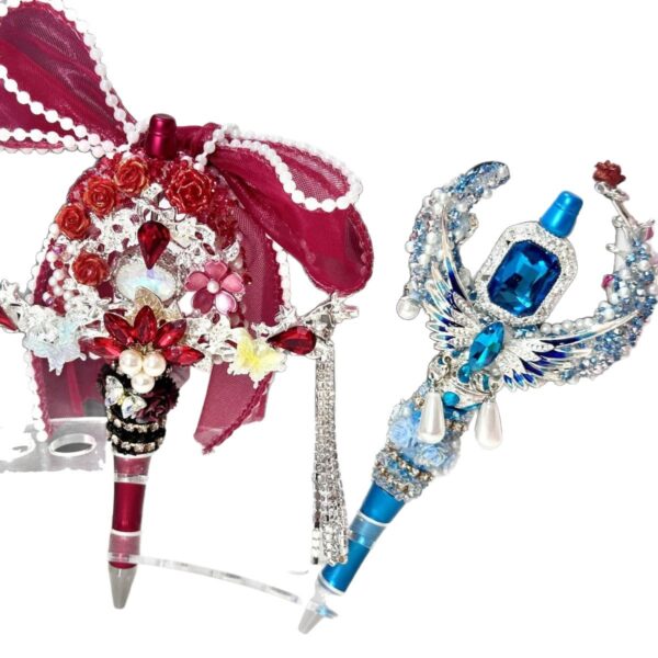 oly-a25130346b368b18acd5505f451538e6 Wholesale Trendy Red Black Diamond Strip Tassel Flower Beaded Pen Fashion Accessory Gift