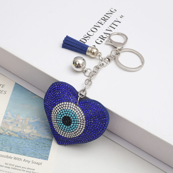 Wholesale Red Rhinestone Devil Eye Heart Keychain Tassel Bag Charm Wedding Favor Decorative Accessory