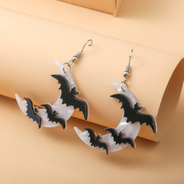 Wholesale Acrylic Bat Moon Earrings Stainless Steel Studs Halloween Jewelry Gift
