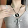 oly-a28d307aac3460796135bf208c0e15dd Wholesale Y2K Angel Cross Pendant Necklace Trendy Gothic Clavicle Chain Jewelry Accessory for Boutique Resale