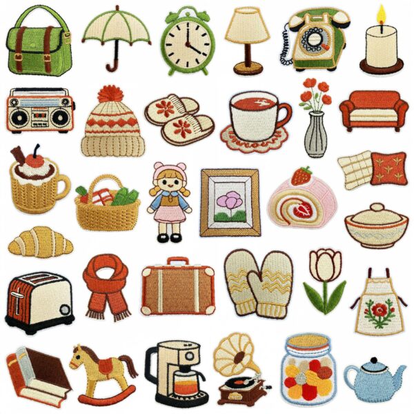Wholesale Warm Home Embroidered Iron-On Patches 32pc DIY Decorative Home Decor Accent Gift