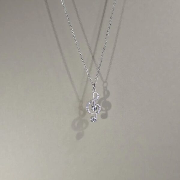 Wholesale Trendy Rhinestone Music Note Necklace Layering Jewelry Fashion Accessory for Resale