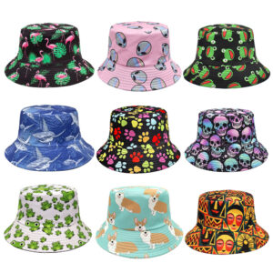 Wholesale Trendy Animal Print Double Sided Bucket Hat for Outdoor Leisure and Sun Protection