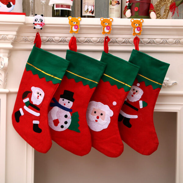 Wholesale Large Christmas Stocking Applique Non Woven Fabric White Edge Random Pattern Gift Home Decor