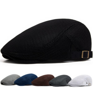 Wholesale Summer Breathable Mesh Beret Hat Adjustable Light Gray Trendy Casual Gift for Men Women
