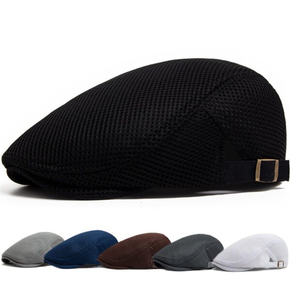 Wholesale Summer Breathable Mesh Beret Hat Adjustable Light Gray Trendy Casual Gift for Men Women