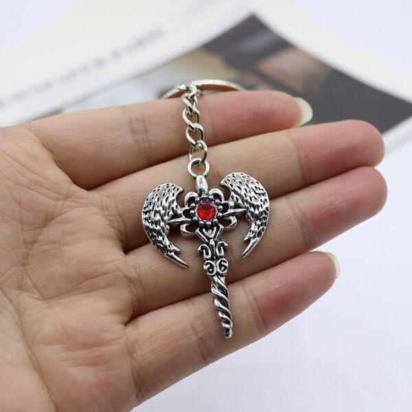 Wholesale Red Angel Wing Cross Keychain Pendant Zinc Alloy Car Key Accessory Boutique