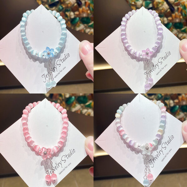 Wholesale Red Cat Eye Glass Flower Bracelet Trendy Women's Jewelry for Boutique Resale
