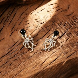 oly-a36796a0aefa7772046828cb9560dd72 Wholesale Vintage Distressed Octopus Jellyfish Earrings Black Pearl Halloween Fashion Accessory Boutique Resale