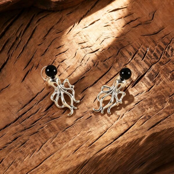 oly-a36796a0aefa7772046828cb9560dd72 Wholesale Vintage Distressed Octopus Jellyfish Earrings Black Pearl Halloween Fashion Accessory Boutique Resale