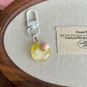 Tiny sparkling star and moon keychain [Moon]