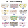 Wholesale 8pcs Mixed Butterfly Floral Dinosaur Cartoon Cat Beauty Western Print 3oz Cup Stickers Wrap OLY Exclusive