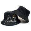 Wholesale Birthday Party Crown Pattern Bucket Hat Sun Protection Double Sided Unisex Hat for Everyday Wear