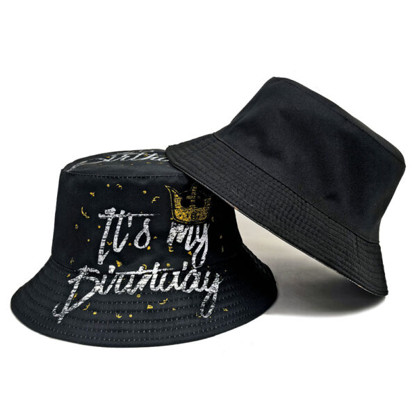 Wholesale Birthday Party Crown Pattern Bucket Hat Sun Protection Double Sided Unisex Hat for Everyday Wear