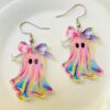 Wholesale Hot-Selling Halloween Colorful Ghost Acrylic Earrings Quirky Niche Design Creative Earrings Ghost Ear Accessories