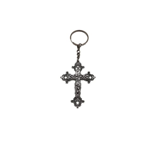 Wholesale Silver Alloy Cross Keychain Pendant Vintage Vine Design Jewelry Accessory
