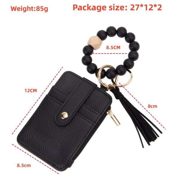 oly-a3e427a6f47683009181fee0dda3096d Wholesale PU Leather Wallet Keychain with Wood Beaded Bracelet Pastoral Style Fashion Accessory