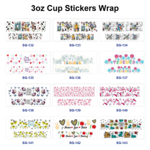 Wholesale 8pcs Colorful Holiday Graphic 3oz Tumbler Stickers Wrap