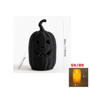 Black vertical jack-o-lantern + electronic candle