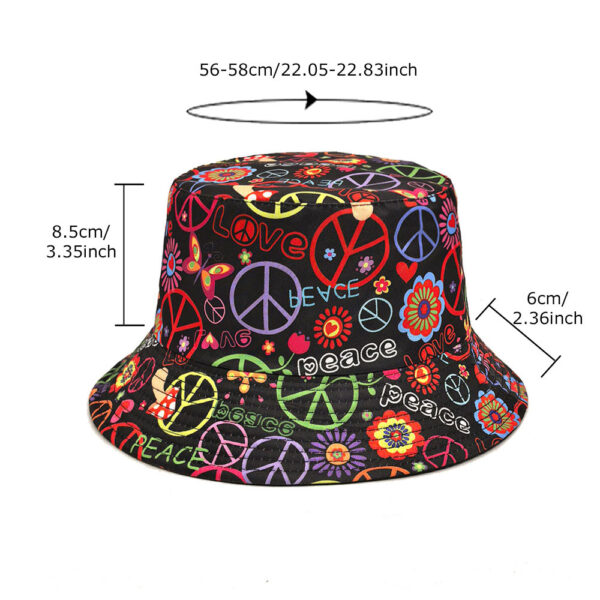 oly-a40f9a7ad69989dbc836cf6a52839457 Wholesale Peace Pattern Reversible Bucket Hat Stylish Sun Protection Hat for Casual Summer