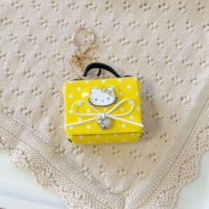 Yellow polka dot cat head earphone bag