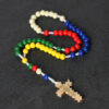 oly-a437b223b3e4f95d9f743a4d3dda8cc9 Wholesale Stylish Wooden Woven Cross Rosary Beads 8mm Colorful Prayer Beads for Gift Boutique