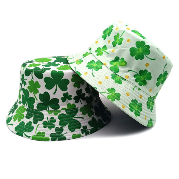 Wholesale St. Patrick's Day Reversible Bucket Hat with Trefoil Print Unisex Sun Protection Hat Gift for Party Favors or Boutique Resale