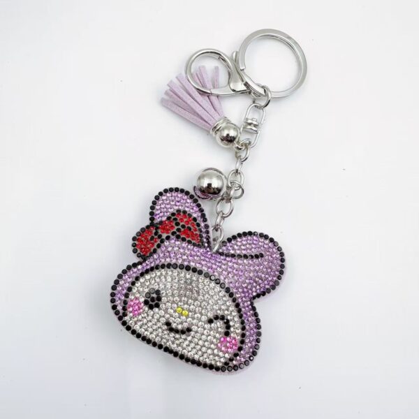 Wholesale Trendy Pink Rhinestone Rabbit Keychain Bag Charm Women Boutique Resale