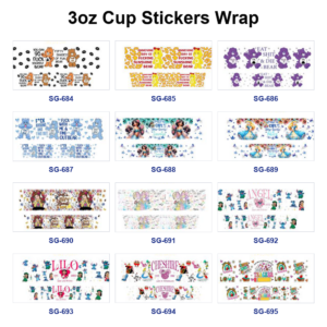 Wholesale 8pcs Lovely Lazy Bear Doodle 3oz Tumbler Stickers Wrap OLY Exclusive