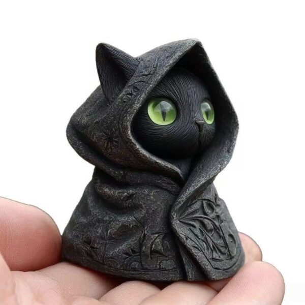 Wholesale Halloween Cat in the Hat Resin Statue - Mysterious Black Cat with Green Eyes, Home Decor Gift