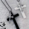 oly-a4c8bf128f3b9d28d3beb8d306140ce3 Wholesale Alloy Double Pendant Wooden Cross Necklace Long Chain Gothic Style Fashion Accessory for Resale