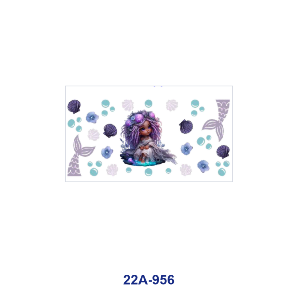 oly-a4e86a95412b51a548b87b7916f44218 Wholesale 5pcs Bright Coastal Cartoon Mermaid Seashell Starfish Fish Tail Bubble Mixed Decor Prints 16oz Cup UV DTF Wraps