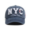 Wholesale Yellow Washed Cotton NYC Letter Baseball Cap Retro Style Fashion Accessory