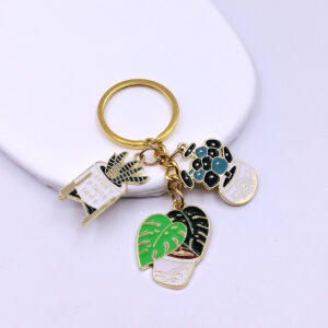 Wholesale Korean Style Oil Drop Potted Plant Keychain, Alloy Fashion Accessory for Everyday Use