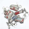 Wholesale Rhinestone Nurse Ambulance Keychain Stylish Medical Bag Charm Key Ring for Car Key Accessory Boutique Gift