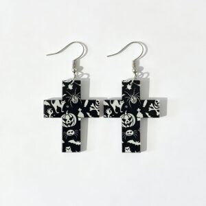 Style E: Black background with white print