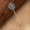Wholesale Alloy Western Green Turquoise Cactus Print Hair Clip Fashion Hair Accessory for Everyday Styling Gift