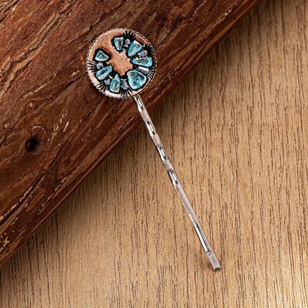 Wholesale Alloy Western Green Turquoise Cactus Print Hair Clip Fashion Hair Accessory for Everyday Styling Gift