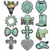 Wholesale Turquoise Denim Cross Embroidery Patch Chic DIY Fashion Accessory for Bags or Clothing Gift Boutique