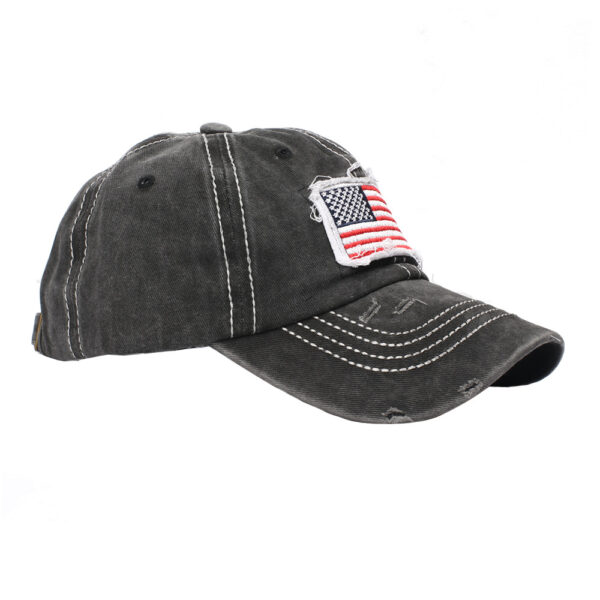 oly-a5a5d954dc42a5348ad696851d91fa8b Wholesale American Flag Distressed Baseball Cap with Ponytail Hole Fashion Accessory Boutique Resale
