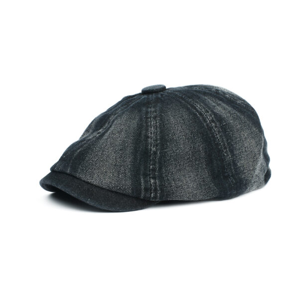 Wholesale Chic Octagonal Cap Black Sunscreen Hat Short Brim Dome Top Four Seasons Gift for Casual Wear