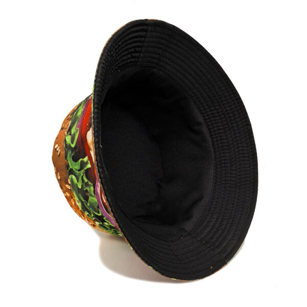 Wholesale Double Sided Beef Burger Pattern Fisherman Hat Sun Protection Stylish Outdoor Travel Hat Fashion Accessory for Resale