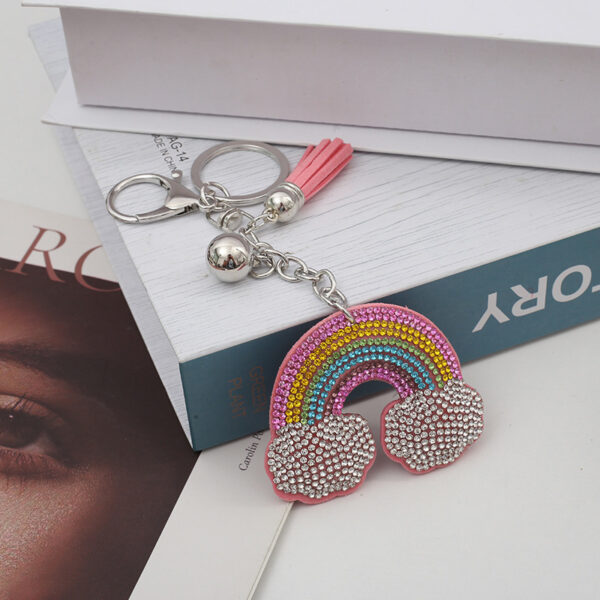 oly-a5dba1030da70499cb466ff46b9d1f97 Wholesale Rainbow Rhinestone Tassel Keychain, Decorative Car Key Accessory, Wedding Gift Boutique