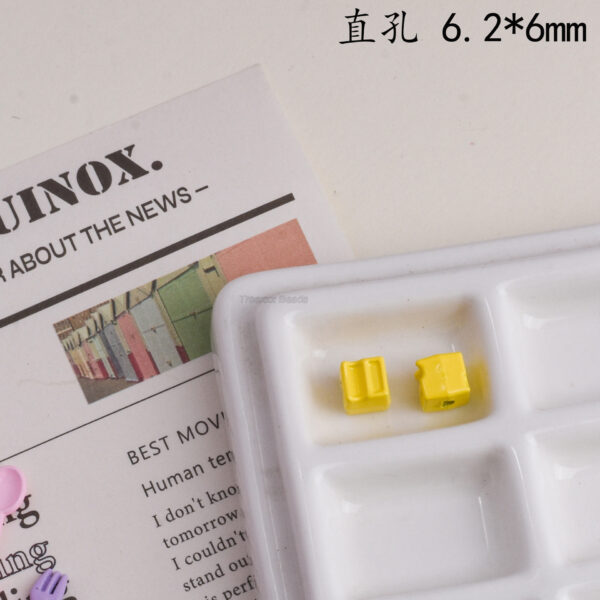 Wholesale Alloy Baking Paint Irregular Square Loose Beads Mixed Colors DIY Craft Supply Fashion Accessory