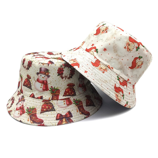 Wholesale Christmas Snowman Print Double Sided Bucket Hat Sun Protection Fashion Accessory