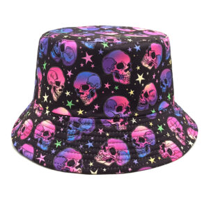 oly-a6079ca98b411b6ba05fb305934e149c Wholesale Double Sided Colorful Skull Print Fisherman Hat for Outdoor Travel Sun Protection Fashion Accessory